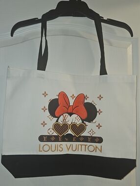 Canvas Tote with Custom Minnie Mouse Graphic New